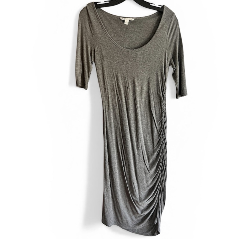 Banana Republic Gray Scoop Neck Ruched Side Midi Dress